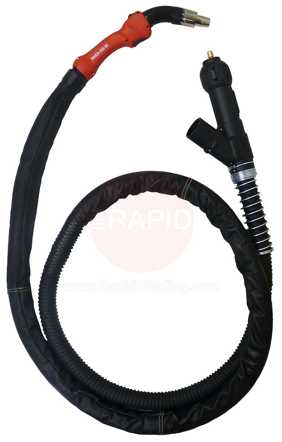 R3500411  MHS Smoke-350-SC Fume Extraction Air Cooled MIG Torch, 350A with Exhaust & Euro Connection - 4m